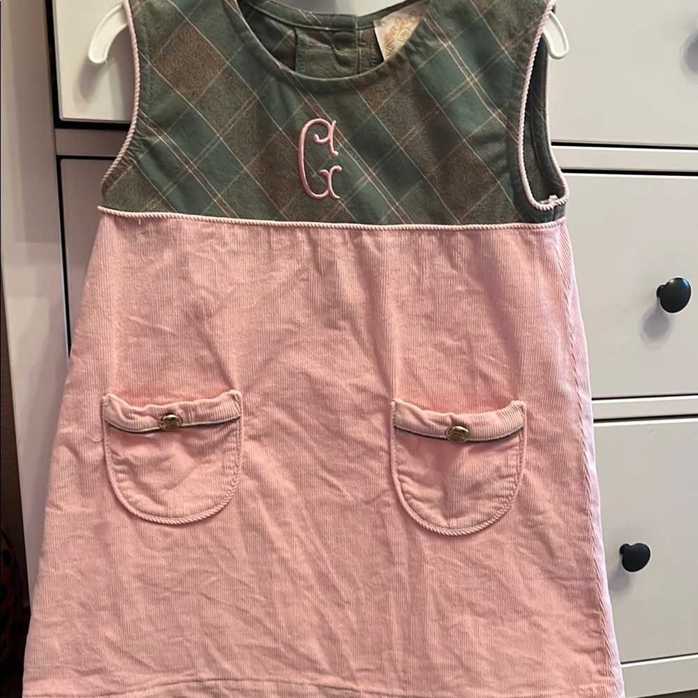 Pink and Green Plaid Dress with Pockets